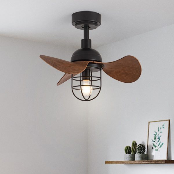 Contemporary Industrial Iron ABS Cylinder Cage 1-Light Downrods Ceiling Fan Light For Living Room - Image 13
