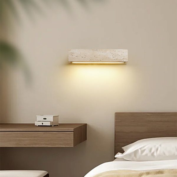 Contemporary Retro Waterproof Travertine Rectangular LED Wall Sconce Lamp For Outdoor Patio - Image 3