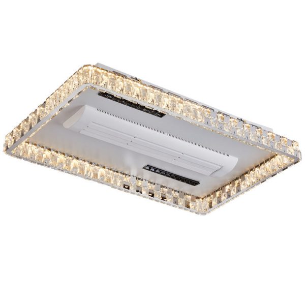 Modern Luxury Stainless Steel Acrylic Crystal Round Square Rectangular LED Flush Mount Ceiling Bladeless Fan Light For Bedroom - Image 27