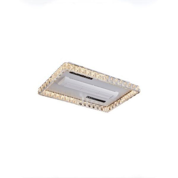 Modern Luxury Stainless Steel Acrylic Crystal Round Square Rectangular LED Flush Mount Ceiling Bladeless Fan Light For Bedroom - Image 24