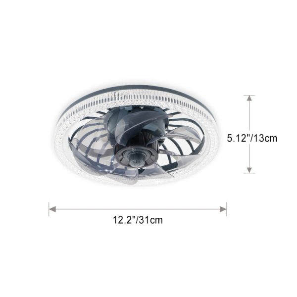 Modern Simplicity PP PS Imitation Crystal Round LED Flush Mount Ceiling Fan Light For Bedroom - Image 6