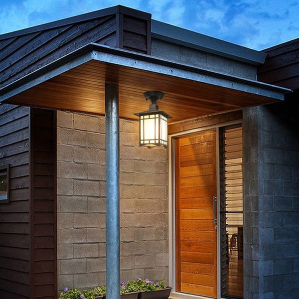 Traditional Chinese Waterproof Iron Aluminum Glass Cylinder Pergola 1-Light Semi-Flush Mount Ceiling Light Outdoor Light For Outdoor Patio - Image 14