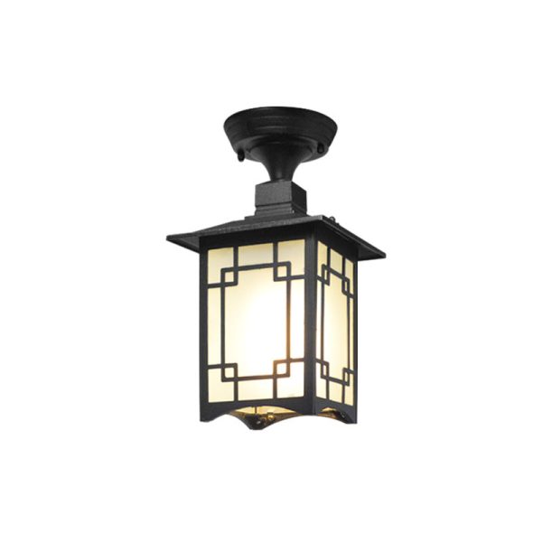 Traditional Chinese Waterproof Iron Aluminum Glass Cylinder Pergola 1-Light Semi-Flush Mount Ceiling Light Outdoor Light For Outdoor Patio - Image 15