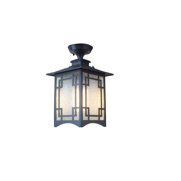 Traditional Chinese Waterproof Iron Aluminum Glass Cylinder Pergola 1-Light Semi-Flush Mount Ceiling Light Outdoor Light For Outdoor Patio - Image 16