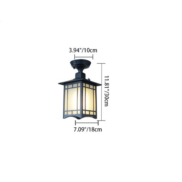 Traditional Chinese Waterproof Iron Aluminum Glass Cylinder Pergola 1-Light Semi-Flush Mount Ceiling Light Outdoor Light For Outdoor Patio - Image 7