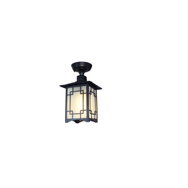 Traditional Chinese Waterproof Iron Aluminum Glass Cylinder Pergola 1-Light Semi-Flush Mount Ceiling Light Outdoor Light For Outdoor Patio - Image 17