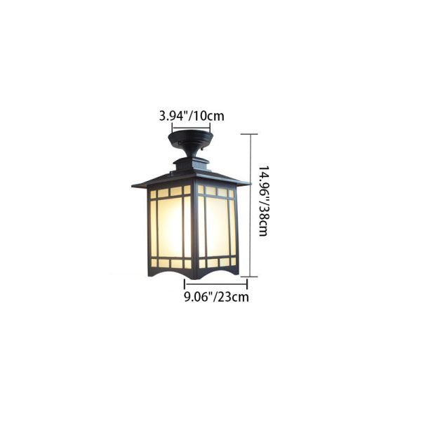 Traditional Chinese Waterproof Iron Aluminum Glass Cylinder Pergola 1-Light Semi-Flush Mount Ceiling Light Outdoor Light For Outdoor Patio - Image 8