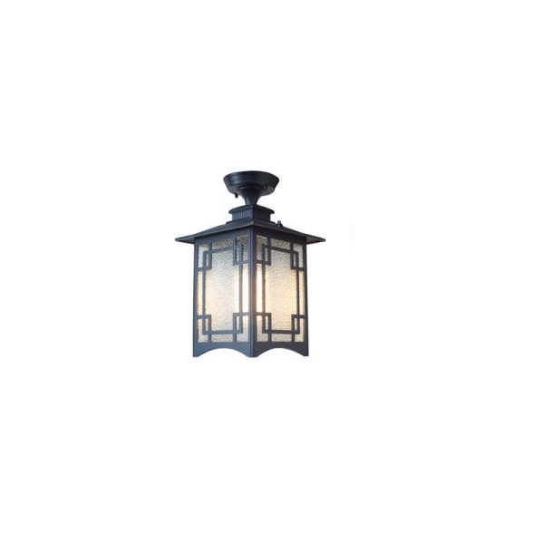 Traditional Chinese Waterproof Iron Aluminum Glass Cylinder Pergola 1-Light Semi-Flush Mount Ceiling Light Outdoor Light For Outdoor Patio - Image 18
