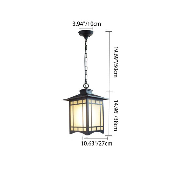 Traditional Chinese Waterproof Iron Aluminum Glass Cylinder Pergola 1-Light Pendant Light Outdoor Light For Outdoor Patio - Image 8