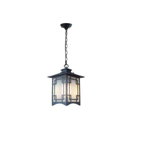 Traditional Chinese Waterproof Iron Aluminum Glass Cylinder Pergola 1-Light Pendant Light Outdoor Light For Outdoor Patio - Image 14