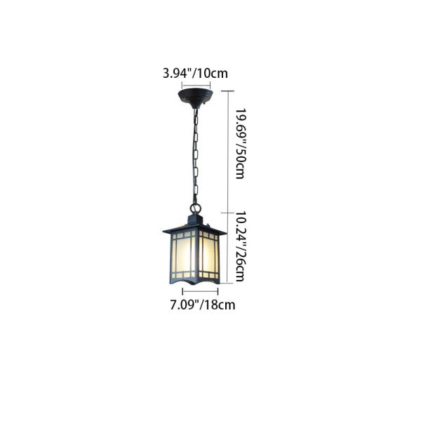 Traditional Chinese Waterproof Iron Aluminum Glass Cylinder Pergola 1-Light Pendant Light Outdoor Light For Outdoor Patio - Image 6