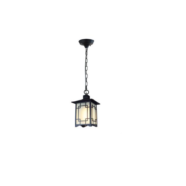 Traditional Chinese Waterproof Iron Aluminum Glass Cylinder Pergola 1-Light Pendant Light Outdoor Light For Outdoor Patio - Image 12