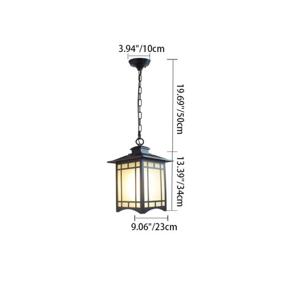 Traditional Chinese Waterproof Iron Aluminum Glass Cylinder Pergola 1-Light Pendant Light Outdoor Light For Outdoor Patio - Image 7