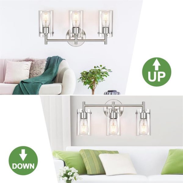 Contemporary Industrial Metal Glass Cylinder 3-Light Wall Sconce Lamp Vanity Light For Bathroom - Image 18