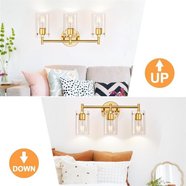 Contemporary Industrial Metal Glass Cylinder 3-Light Wall Sconce Lamp Vanity Light For Bathroom - Image 12