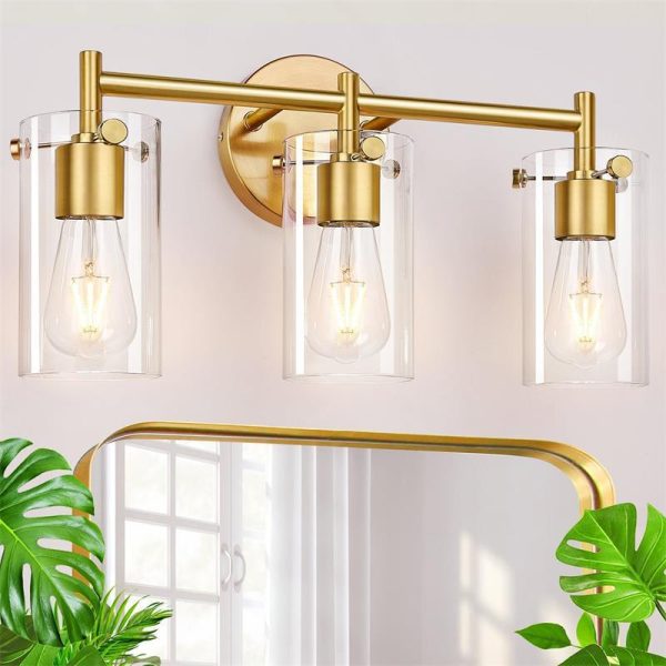 Contemporary Industrial Metal Glass Cylinder 3-Light Wall Sconce Lamp Vanity Light For Bathroom - Image 2
