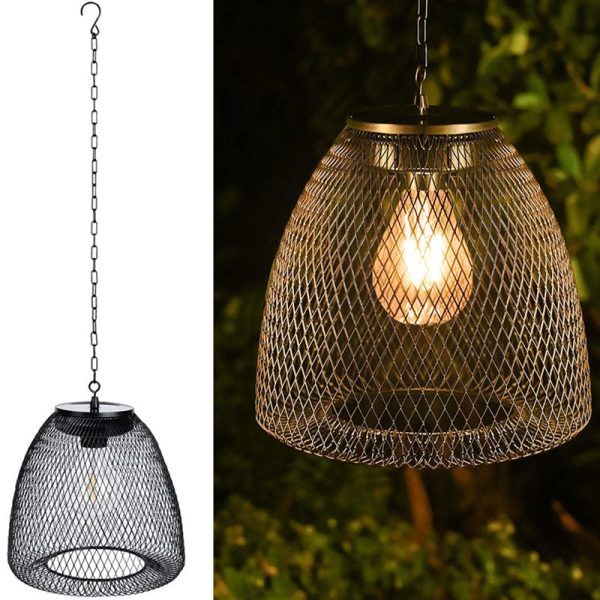 Traditional Farmhouse Solar Waterproof Weaving Iron Rattan Cage LED Outdoor Pendant Light For Outdoor Patio - Image 9
