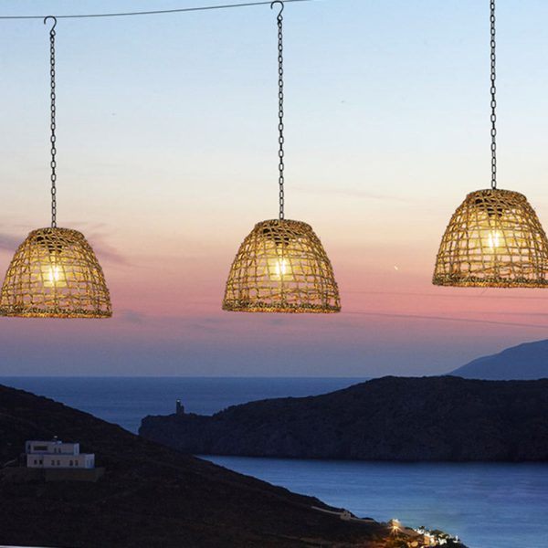 Traditional Farmhouse Solar Waterproof Weaving Iron Rattan Cage LED Outdoor Pendant Light For Outdoor Patio - Image 12