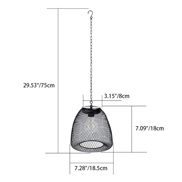 Traditional Farmhouse Solar Waterproof Weaving Iron Rattan Cage LED Outdoor Pendant Light For Outdoor Patio - Image 6