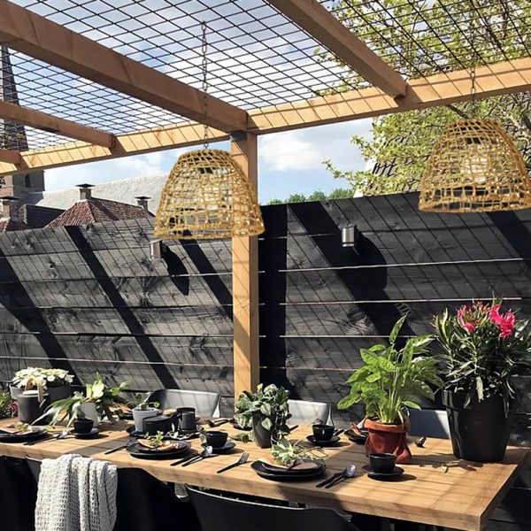 Traditional Farmhouse Solar Waterproof Weaving Iron Rattan Cage LED Outdoor Pendant Light For Outdoor Patio - Image 13