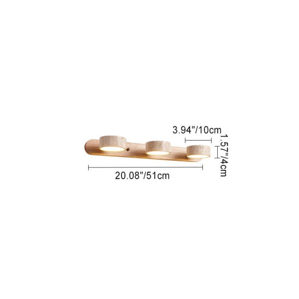 Traditional Japanese Travertine Wood Round Rotatable LED Wall Sconce Lamp Vanity Lighting For Bathroom - Image 7