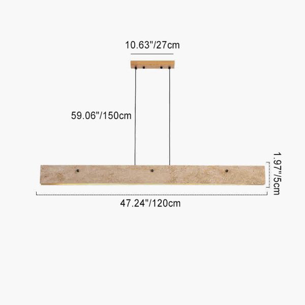 Traditional Japanese Travertine Aluminum Strip Rectangular LED Chandeliers Island Light For Dining Room - Image 6