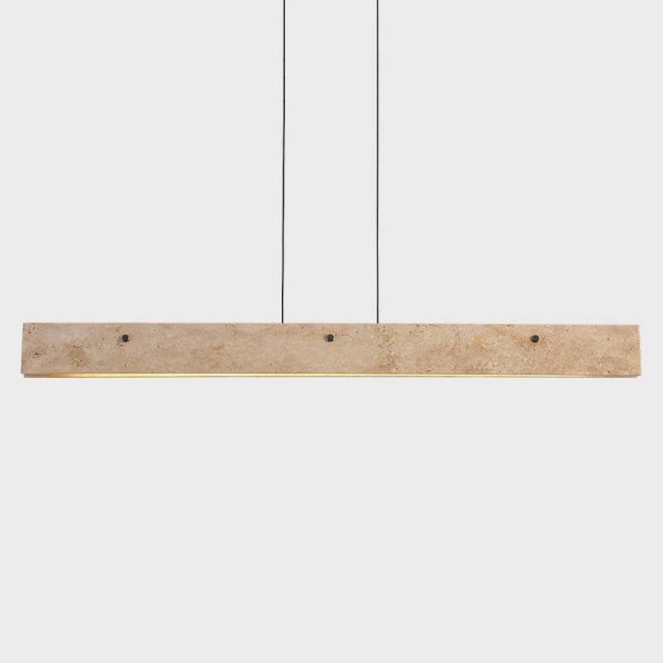Traditional Japanese Travertine Aluminum Strip Rectangular LED Chandeliers Island Light For Dining Room - Image 11