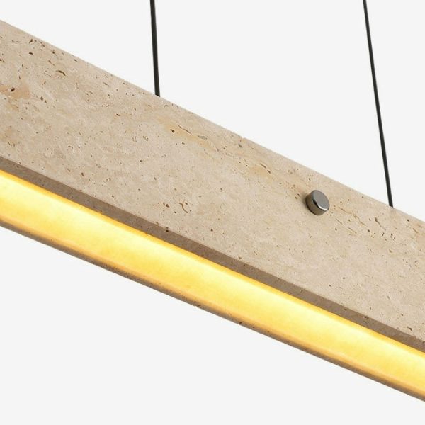 Traditional Japanese Travertine Aluminum Strip Rectangular LED Chandeliers Island Light For Dining Room - Image 8