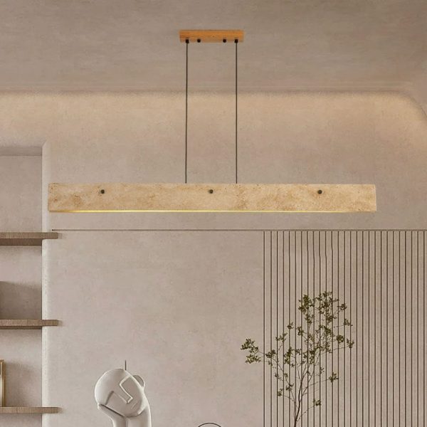 Traditional Japanese Travertine Aluminum Strip Rectangular LED Chandeliers Island Light For Dining Room - Image 2