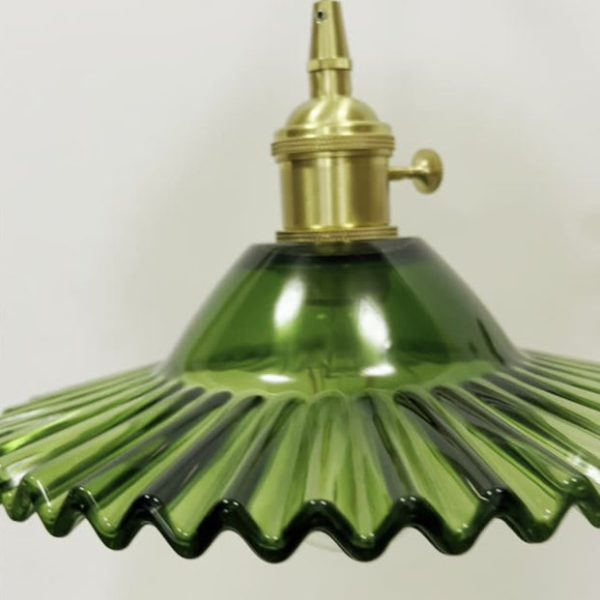 Contemporary Retro Rechargeable Brass Glass Scalloped Skirt 1-Light Wall Sconce Lamp For Bedside - Image 9
