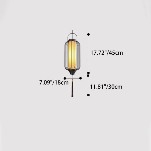 Traditional Chinese Waterproof Carbon Steel Imitation Marble Lantern Cylinder Hollowed Cage 1-Light Pendant Light Outdoor Light For Outdoor Patio - Image 7