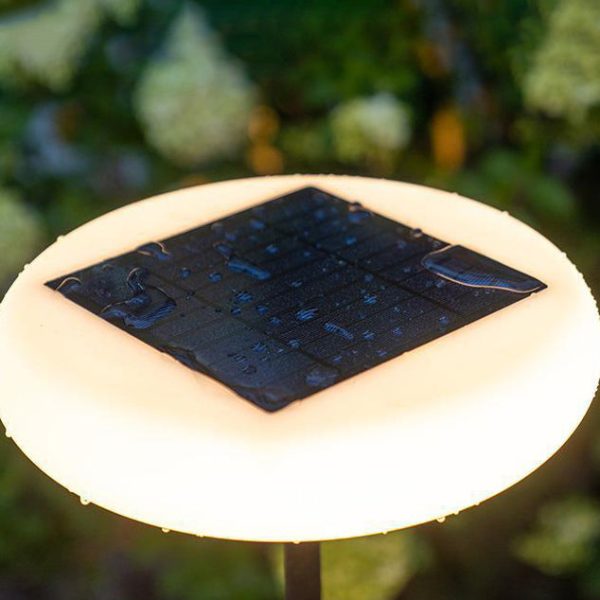Modern Simplicity Solar Rechargeable Waterproof Round Aluminum PE LED Standing Floor Lamp Outdoor Light For Garden - Image 8