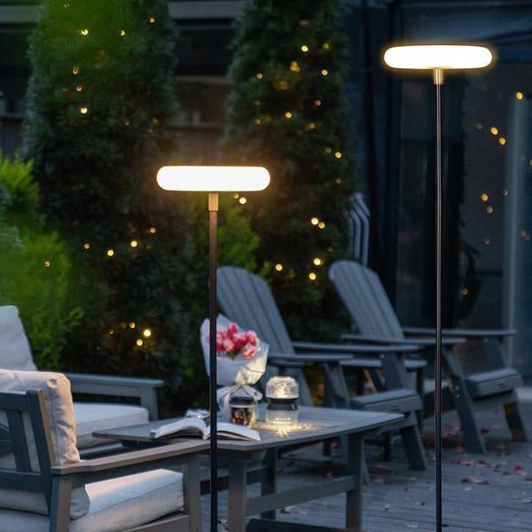 Modern Simplicity Solar Rechargeable Waterproof Round Aluminum PE LED Standing Floor Lamp Outdoor Light For Garden - Image 11