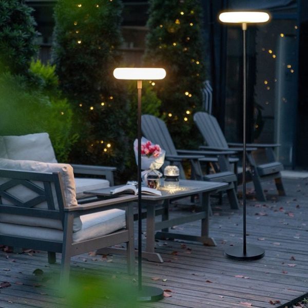 Modern Simplicity Solar Rechargeable Waterproof Round Aluminum PE LED Standing Floor Lamp Outdoor Light For Garden - Image 5