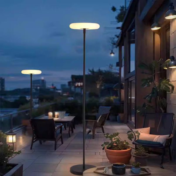 Modern Simplicity Solar Rechargeable Waterproof Round Aluminum PE LED Standing Floor Lamp Outdoor Light For Garden - Image 6