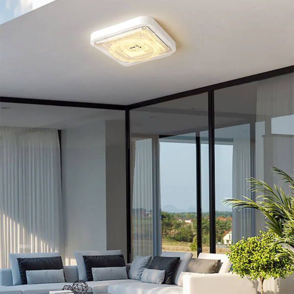 Modern Simplicity Solar Waterproof ABS Square LED Flush Mount Ceiling Light For Outdoor Patio - Image 2