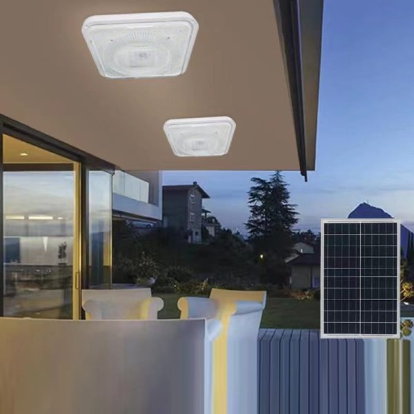 Modern Simplicity Solar Waterproof ABS Square LED Flush Mount Ceiling Light For Outdoor Patio - Image 16