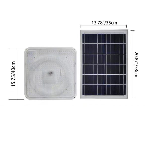 Modern Simplicity Solar Waterproof ABS Square LED Flush Mount Ceiling Light For Outdoor Patio - Image 12