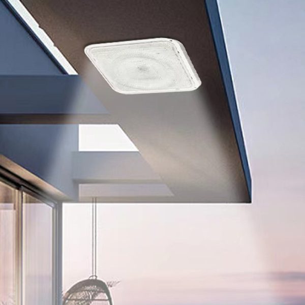 Modern Simplicity Solar Waterproof ABS Square LED Flush Mount Ceiling Light For Outdoor Patio - Image 4