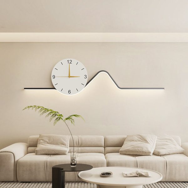 Contemporary Creative Iron Acrylic Line Clock LED Wall Sconce Lamp For Living Room - Image 2