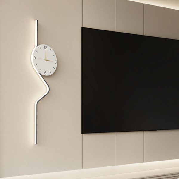 Contemporary Creative Iron Acrylic Line Clock LED Wall Sconce Lamp For Living Room - Image 3