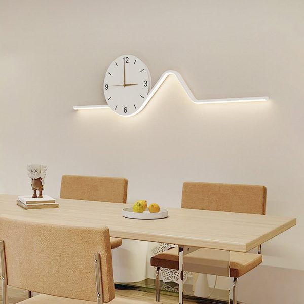 Contemporary Creative Iron Acrylic Line Clock LED Wall Sconce Lamp For Living Room - Image 23