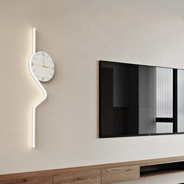 Contemporary Creative Iron Acrylic Line Clock LED Wall Sconce Lamp For Living Room - Image 24