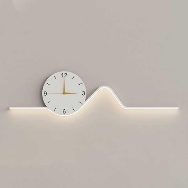 Contemporary Creative Iron Acrylic Line Clock LED Wall Sconce Lamp For Living Room - Image 17