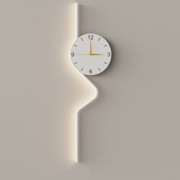 Contemporary Creative Iron Acrylic Line Clock LED Wall Sconce Lamp For Living Room - Image 18