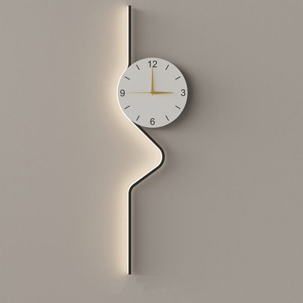 Contemporary Creative Iron Acrylic Line Clock LED Wall Sconce Lamp For Living Room - Image 19