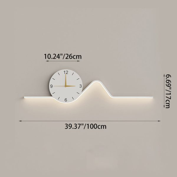 Contemporary Creative Iron Acrylic Line Clock LED Wall Sconce Lamp For Living Room - Image 9