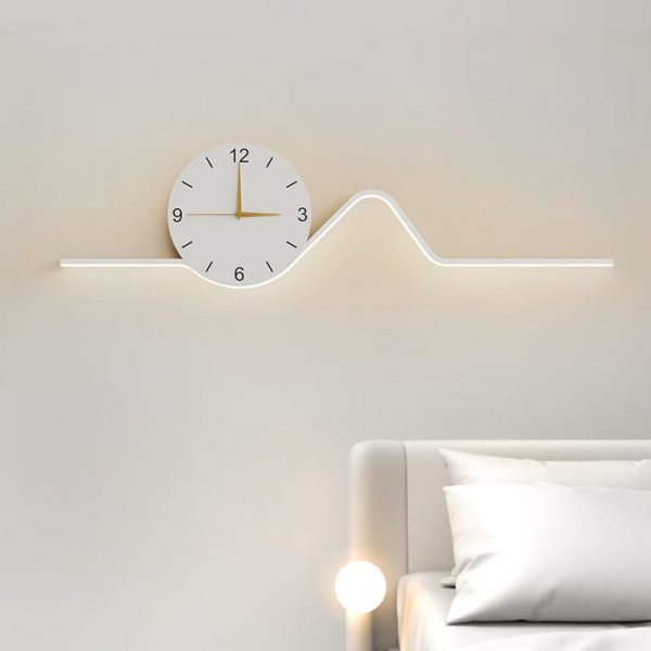 Contemporary Creative Iron Acrylic Line Clock LED Wall Sconce Lamp For Living Room - Image 21
