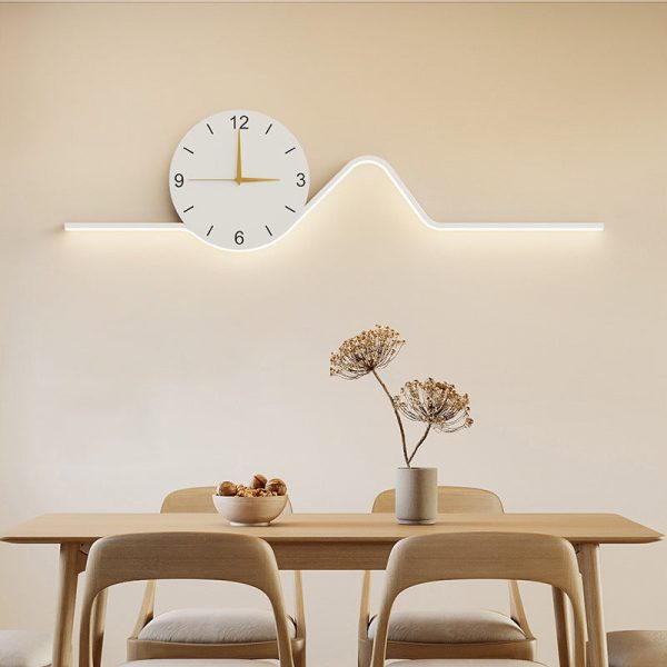 Contemporary Creative Iron Acrylic Line Clock LED Wall Sconce Lamp For Living Room - Image 5