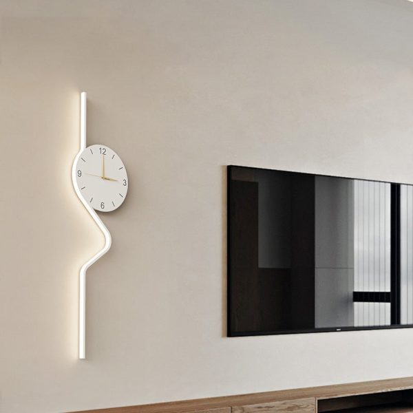 Contemporary Creative Iron Acrylic Line Clock LED Wall Sconce Lamp For Living Room - Image 22